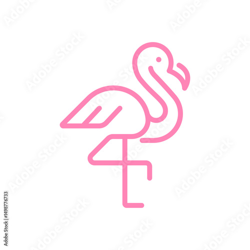 Minimal pink flamingo vector in line style. Ideal for tropical themes, nature, summer, and decorative design.