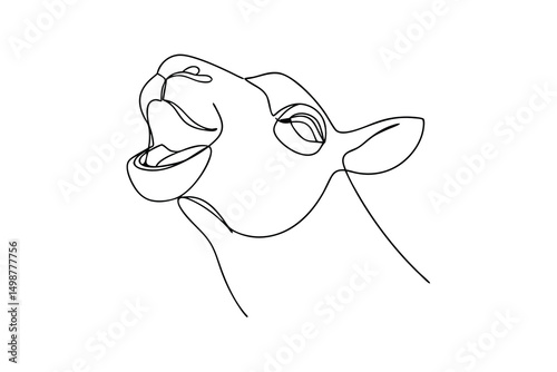 Continuous one-line drawing of a llama head