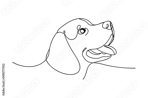 Continuous one line drawing happy beagle dog puppy