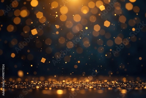 Golden confetti bursts against a dark background, creating a celebratory, festive mood , holiday, happy, background