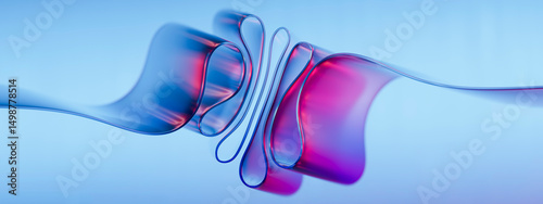 Abstract 3D ribbon design with neon colors and reflections