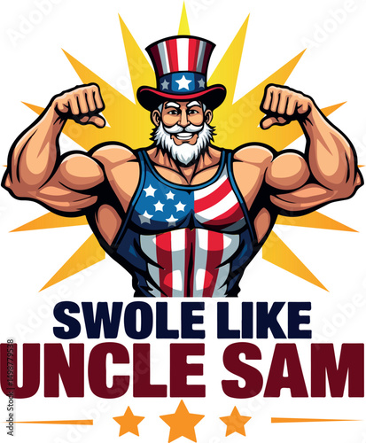 SWOLE Like Uncle Sam – Funny USA Gym Vector T-Shirt Design