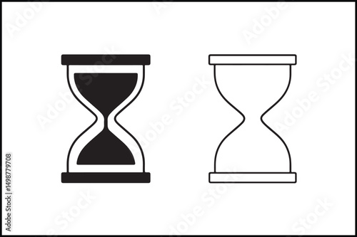 Hourglass Timer Bold & Thin Line Art