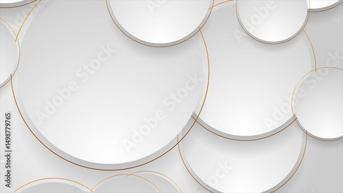 Grey and golden circles abstract luxury geometric background