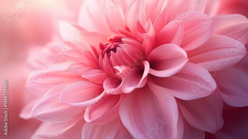 Close-up of a delicate pink flower with soft petals radiating outward, bathed in gentle light evoking a serene and calming mood