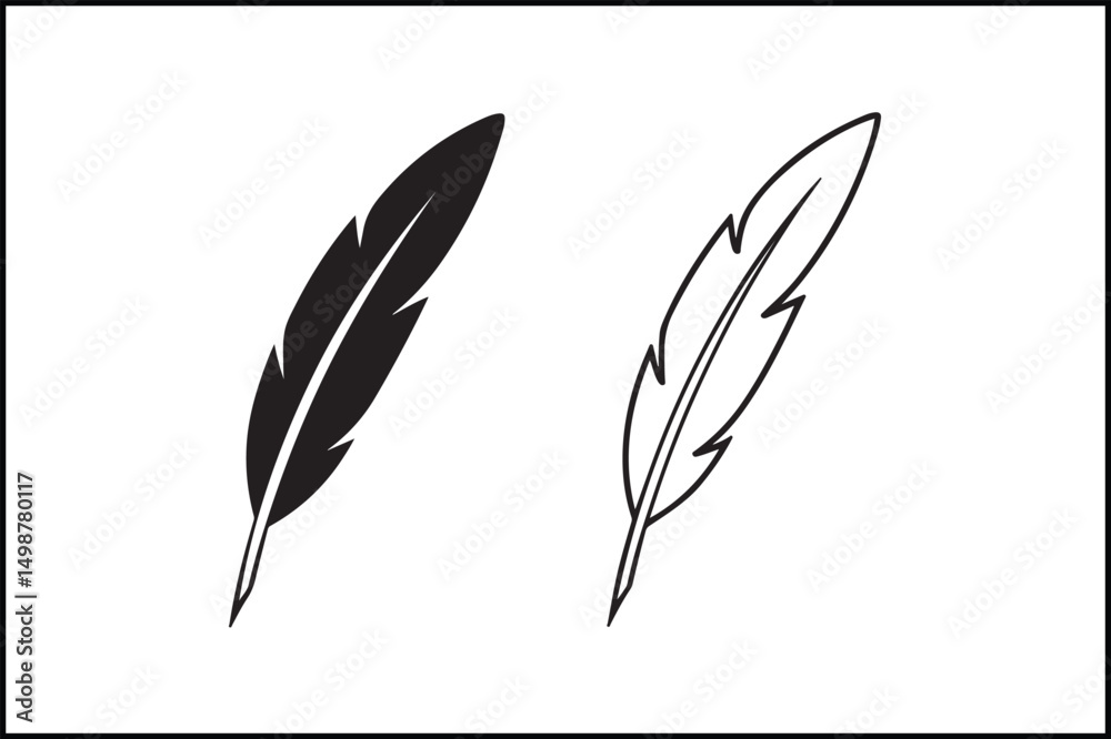 Obraz premium Quill Feather Line Art & Silhouette