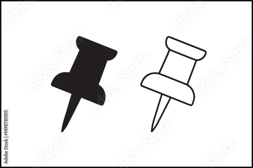 Push Pin Bold & Thin Outline