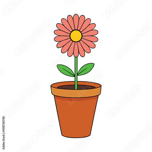  African daisy on a pot vector illustration