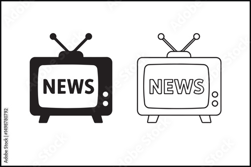 TV News Solid & Outline Vector Art
