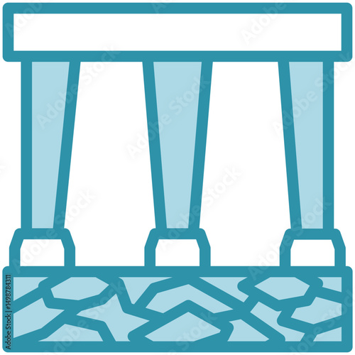 Abutment mini illustration dual tone color icon, use for civil engineering, industry, construction, UI, UX kit, app and web development, digital or print.
