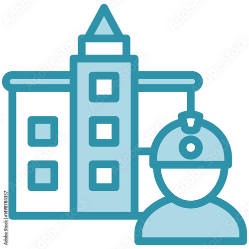 Builder mini illustration dual tone color icon, use for civil engineering, industry, construction, UI, UX kit, app and web development, digital or print.