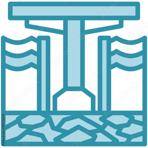 Caisson mini illustration dual tone color icon, use for civil engineering, industry, construction, UI, UX kit, app and web development, digital or print.