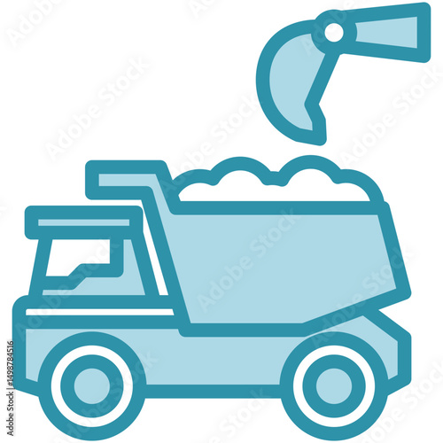 Dumpers mini illustration dual tone color icon, use for civil engineering, industry, construction, UI, UX kit, app and web development, digital or print.