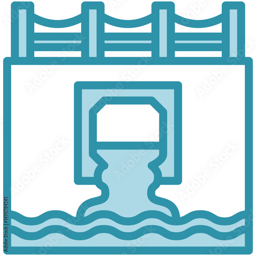 Culvert mini illustration dual tone color icon, use for civil engineering, industry, construction, UI, UX kit, app and web development, digital or print.