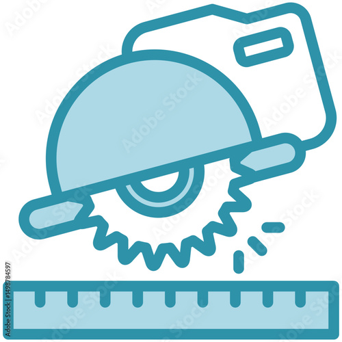 Concrete Saw mini illustration dual tone color icon, use for civil engineering, industry, construction, UI, UX kit, app and web development, digital or print.