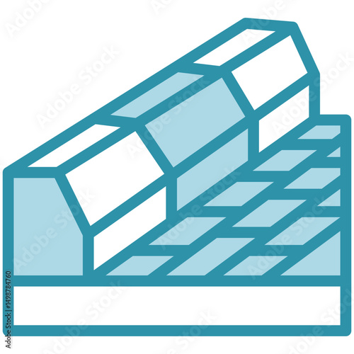 Kerb Stone mini illustration dual tone color icon, use for civil engineering, industry, construction, UI, UX kit, app and web development, digital or print.