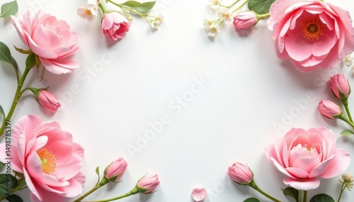 Luxurious white background with delicate floral accents, beauty, arrangement
