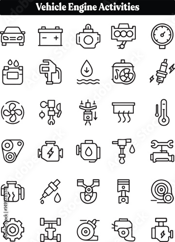 Vehicle Engine Activities Icons