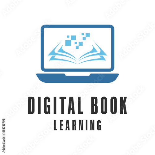 digital book learning logo design concept idea