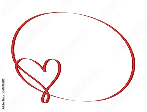 One line frame with red heart.
