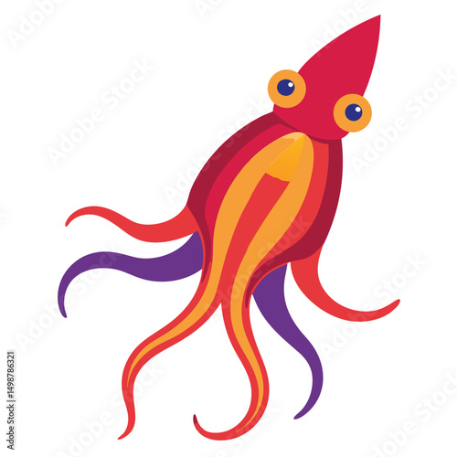 a colorful watercolor of a bigfin reef squid photo