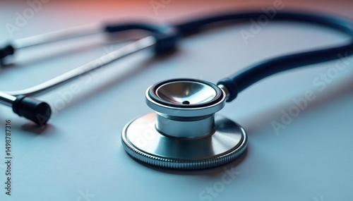 Close-up of a classic stethoscope, coiled and ready for use , diagnosis, pediatrics, antique