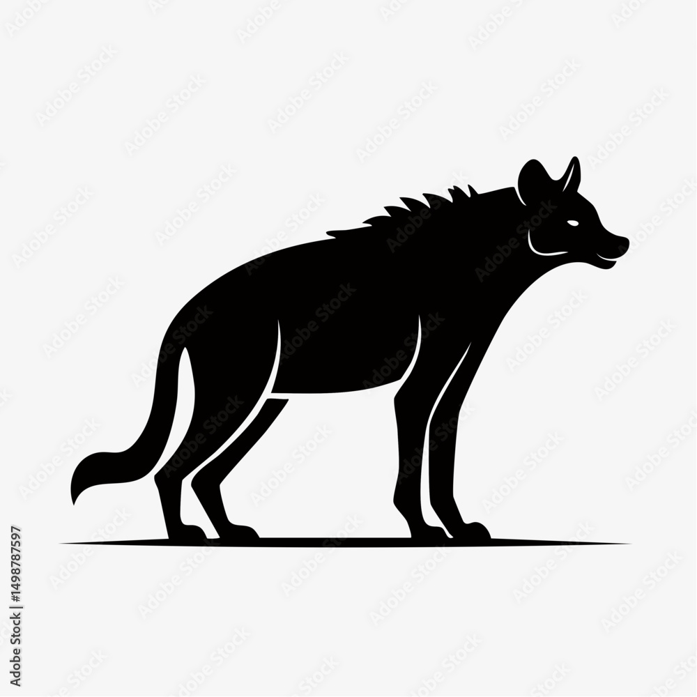 Standing Hyena Silhouette — Flat 2D Minimalist Vector Standing Hyena Silhouette — Flat 2D Minimalist Vector