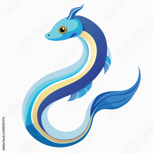 a graceful watercolor of a ribbon eel with its long