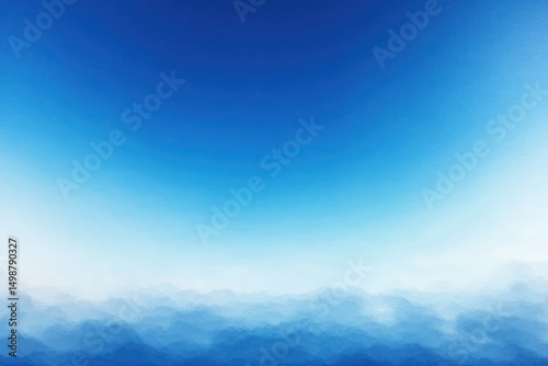 Abstract blue gradient resembling misty mountains or waves fading into a bright blue sky with a smooth transition of colors