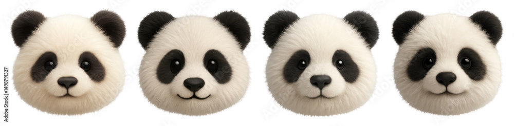 Naklejka premium PNG Cute panda emoji faces, element set on transparent background