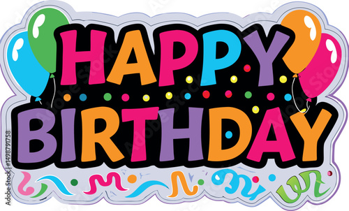 Happy Birthday banner illustration with celebratory style.