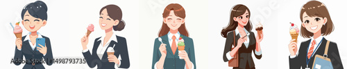 secretary character vector eating ice cream