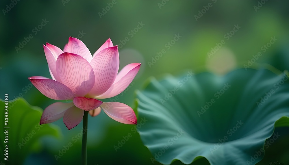 Obraz premium Pink Lotus Flower in Green Garden