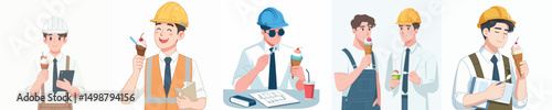 vector character architect eating ice cream