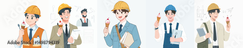 vector character architect eating ice cream