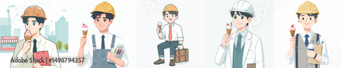 vector character architect eating ice cream