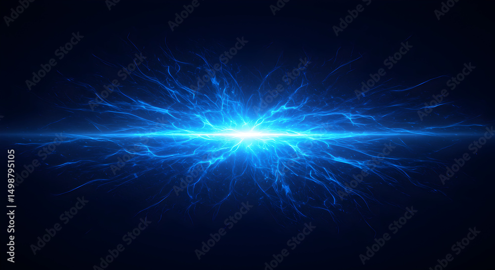 Fototapeta premium Captivating burst of electric blue energy emanating from a central point