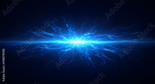 Captivating burst of electric blue energy emanating from a central point