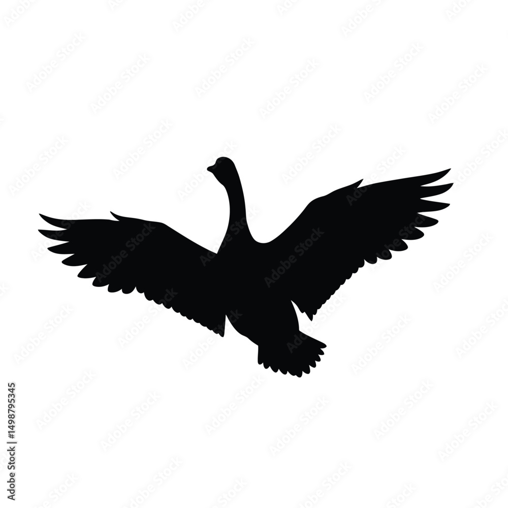 Obraz premium Silhouette of a Goose with Wings Spread
