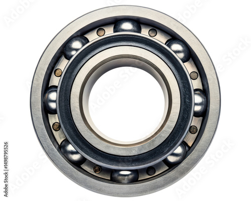 High-performance ball bearing designed for smooth rotation on a transparent background