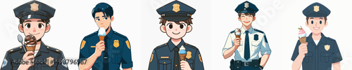 police character vector eating ice cream