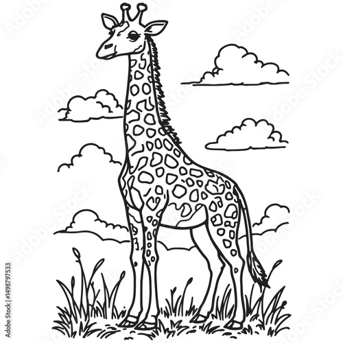  black and white drawing For children to learn to color according to the picture.