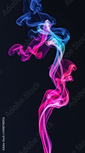 Vibrant swirls of pink and blue smoke dance gracefully against a dark background creating a mesmerizing abstract display full of movement and color