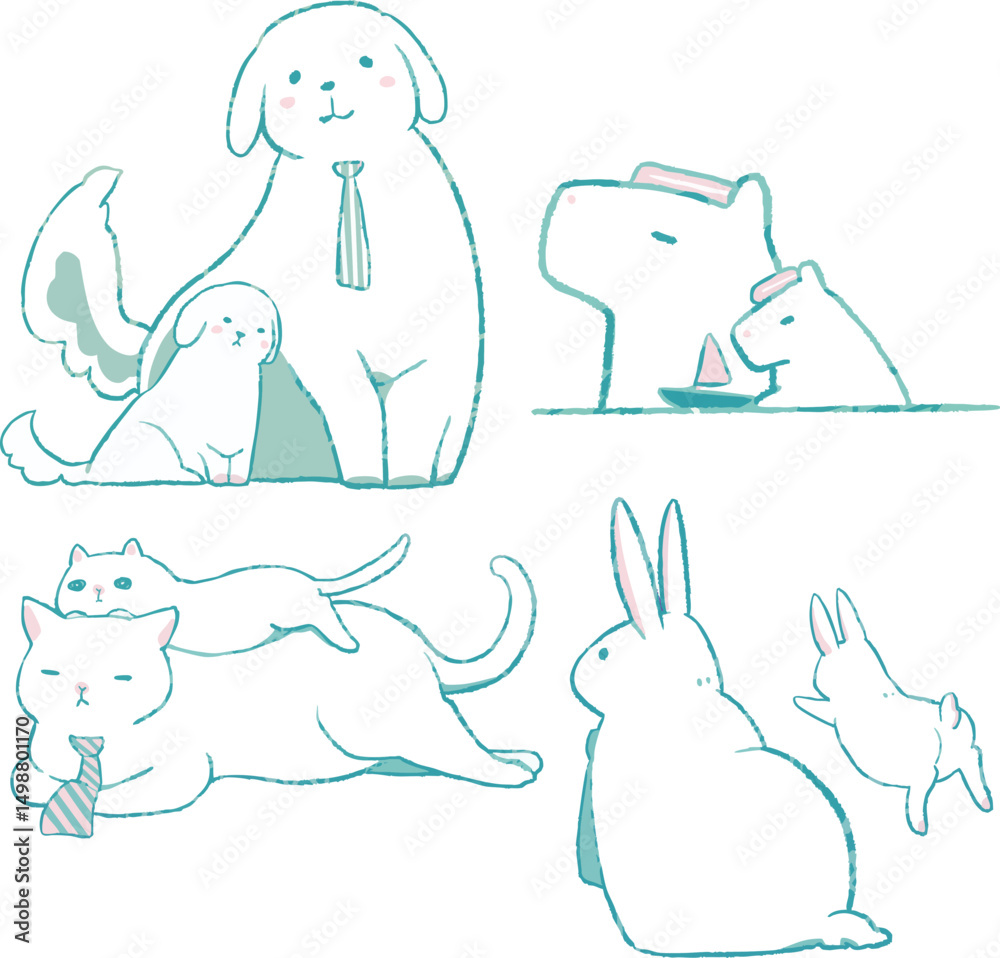 Obraz premium 父の日用・動物イラスト（白）