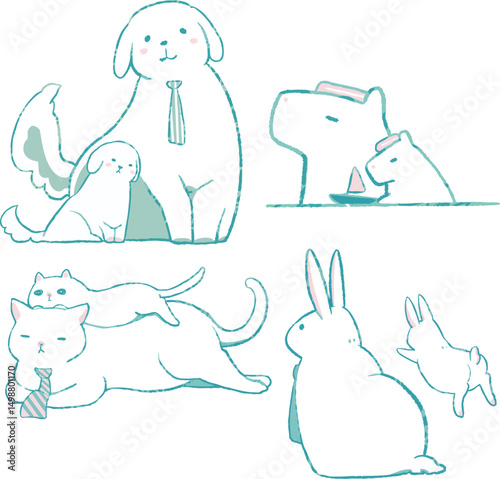 父の日用・動物イラスト（白）