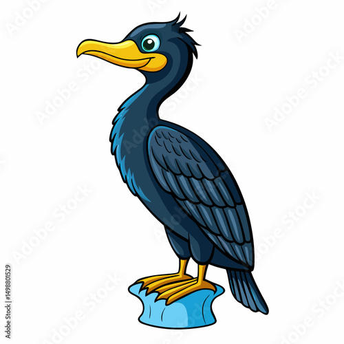 Cormorant Bird Perched On White