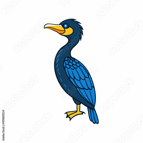 Cormorant Bird Perched On White