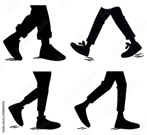 Walking Silhouette Legs Vector Illustration – Stylish Footsteps Clipart Set