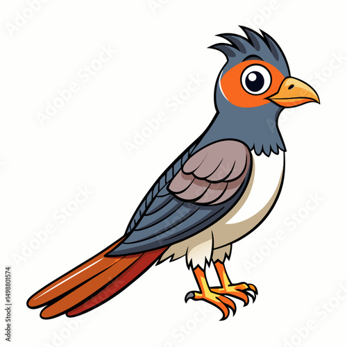 Cuckoo Bird Perched Vector Style On White