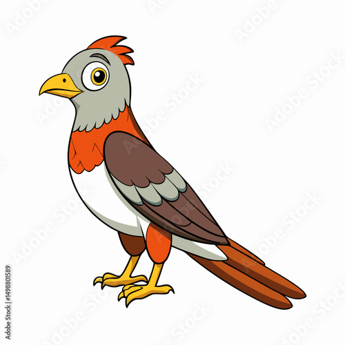 Cuckoo Bird Perched Vector Style On White